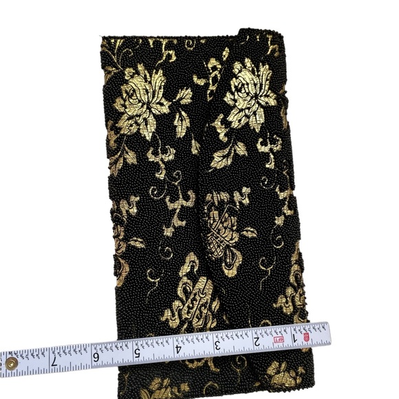 Vintage Elsie Tu Elaborate Hand Beaded Purse Clutch Hong Kong Black Gold - Picture 5 of 11